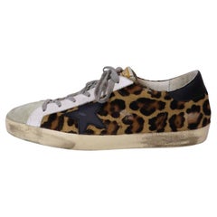 Golden Goose Leopard Print Calf Hair Superstar Sneakers EU 41