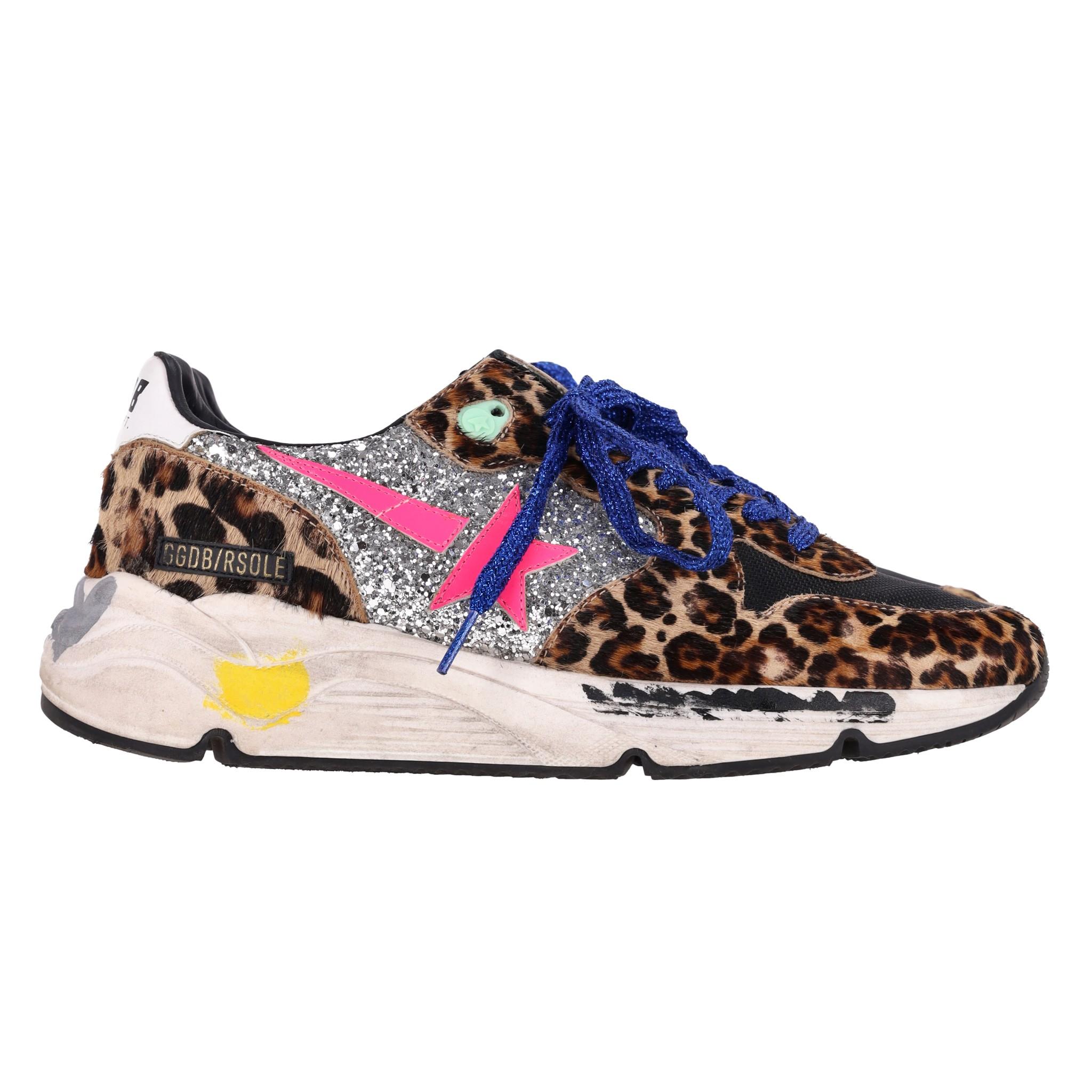 Golden Goose Leopard Print Running Sole Sneakers In Excellent Condition In London, GB