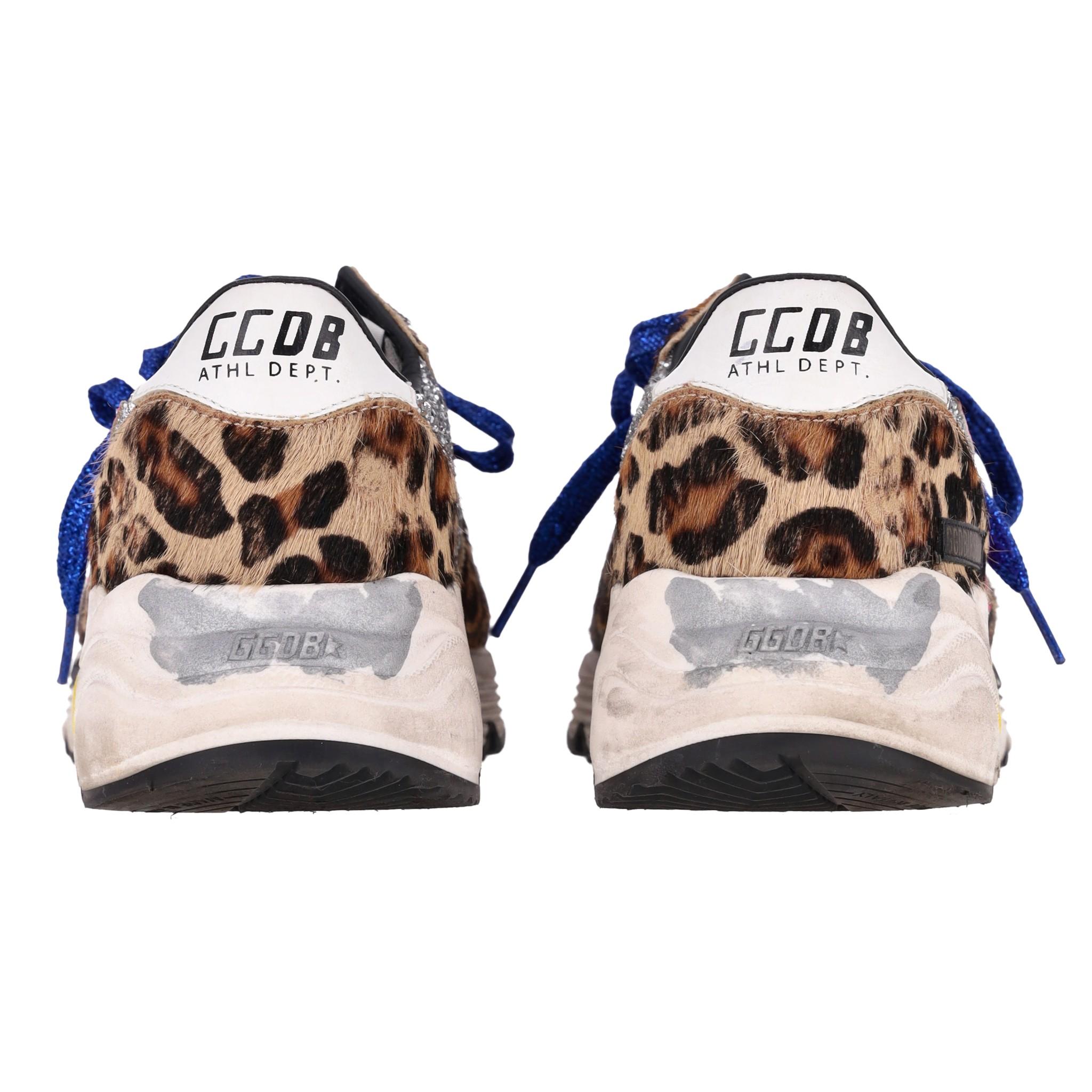 Women's Golden Goose Leopard Print Running Sole Sneakers