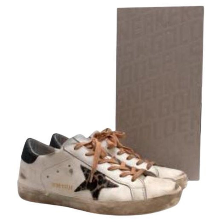 Golden Goose Leopard Star Embellished Leather Sneakers For Sale at 1stDibs