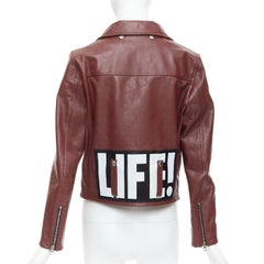 GOLDEN GOOSE Life burgundy calfskin leather cropped biker jacket M