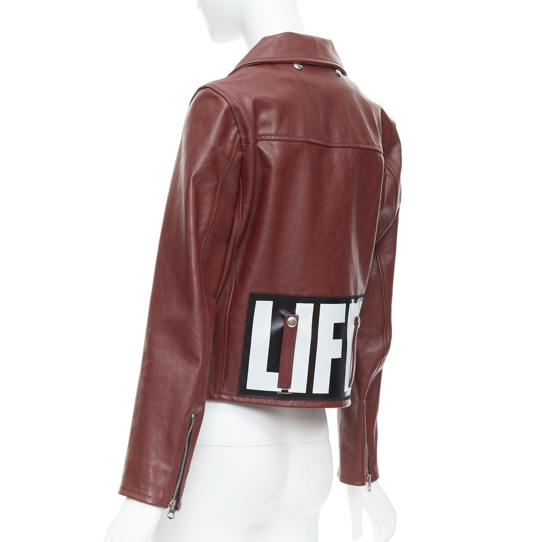 GOLDEN GOOSE Life burgundy calfskin leather cropped biker jacket M For Sale 1