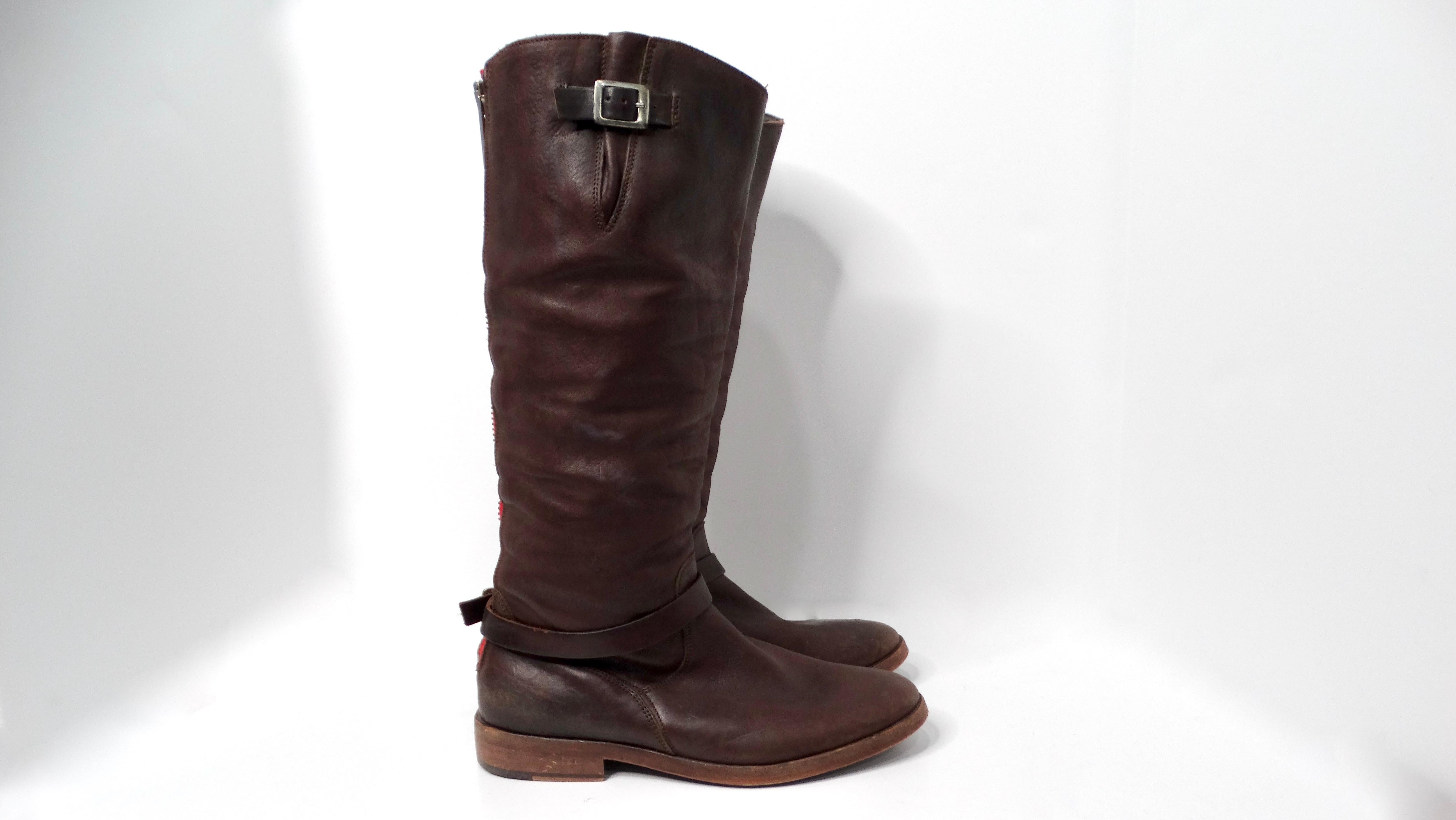 Golden Goose Limited Handmade Brown Leather Riding Boots For Sale 1