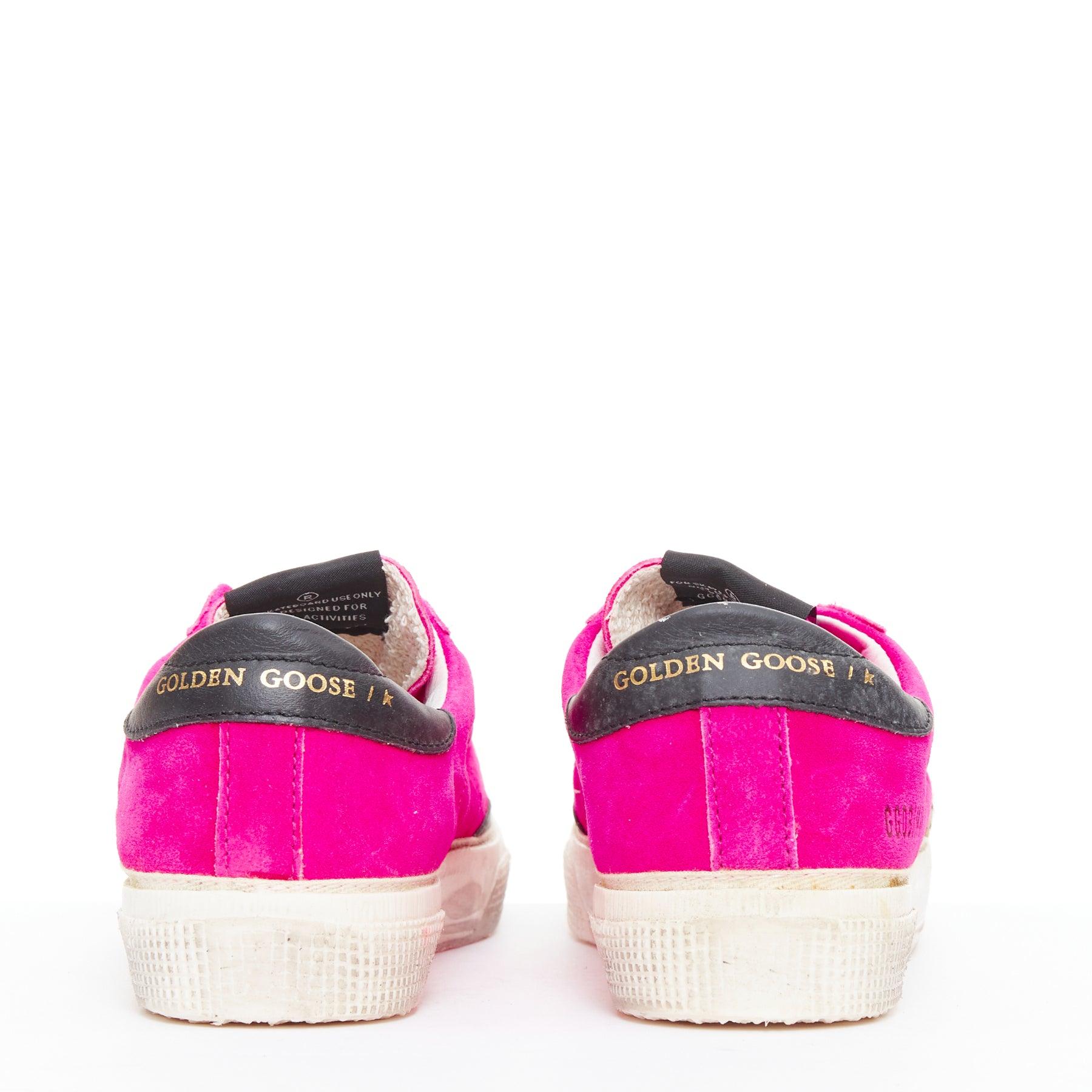 Women's GOLDEN GOOSE May hot pink leopard super star low top sneakers EU36