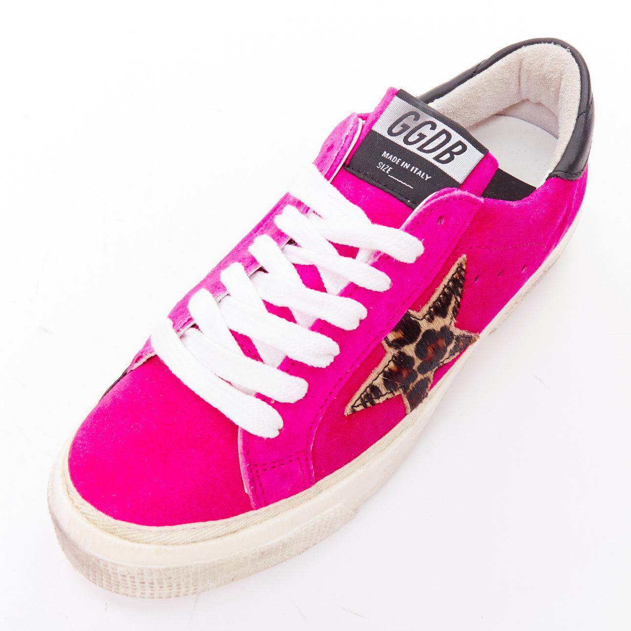 GOLDEN GOOSE May hot pink leopard super star low top sneakers EU36 2