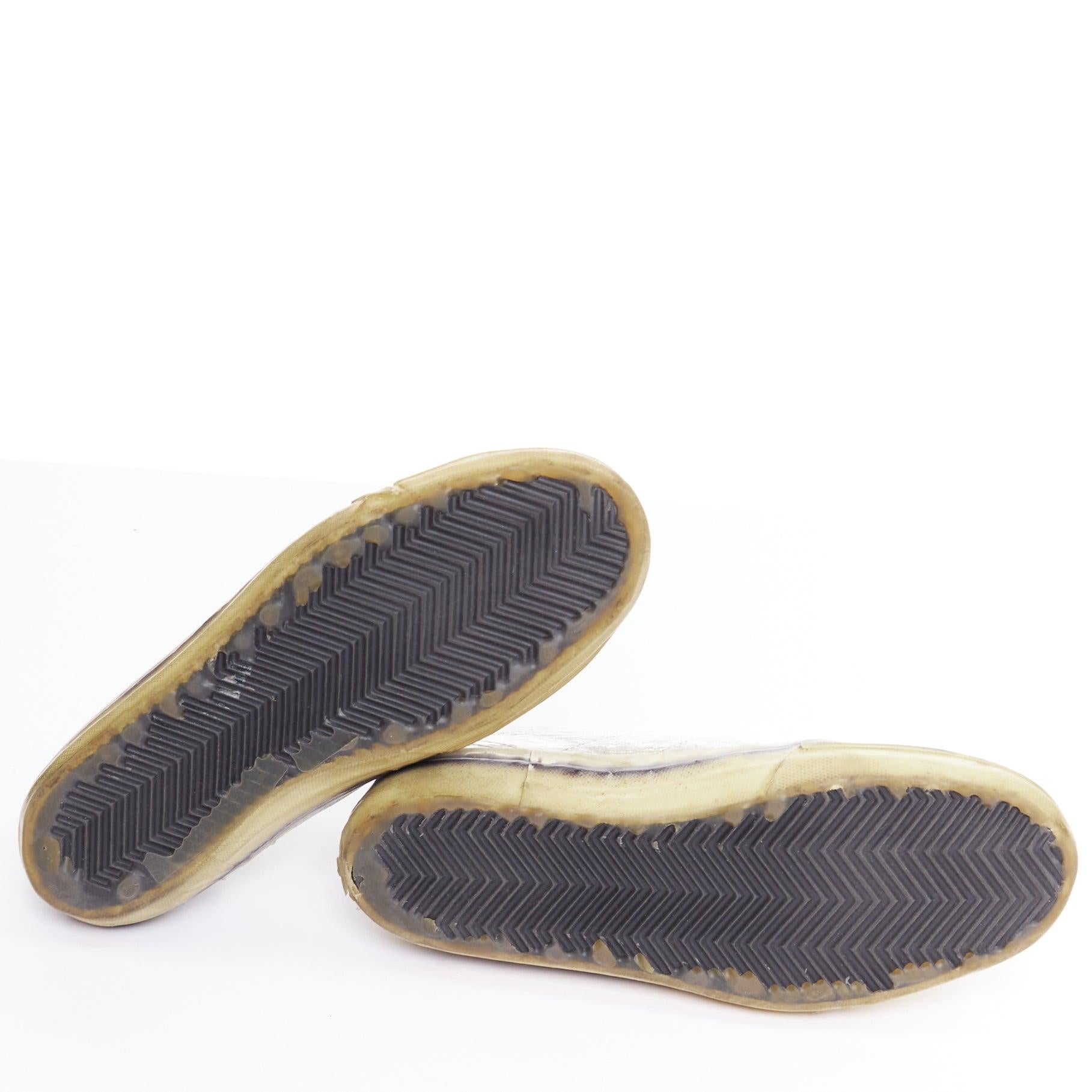 GOLDEN GOOSE May daim léopard veau argent dentelle baskets en détresse EU37 en vente 6