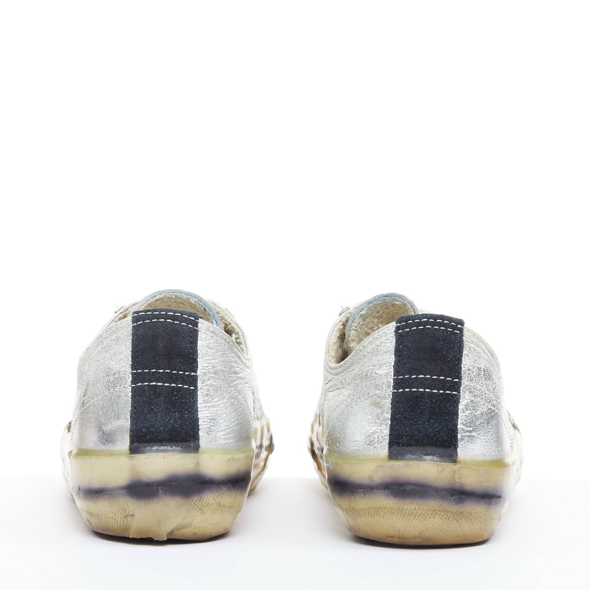 GOLDEN GOOSE May daim léopard veau argent dentelle baskets en détresse EU37 Pour femmes en vente