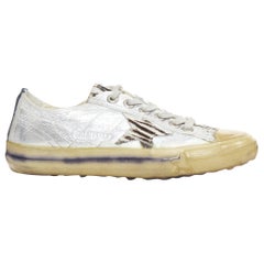 GOLDEN GOOSE May daim léopard veau argent dentelle baskets en détresse EU37