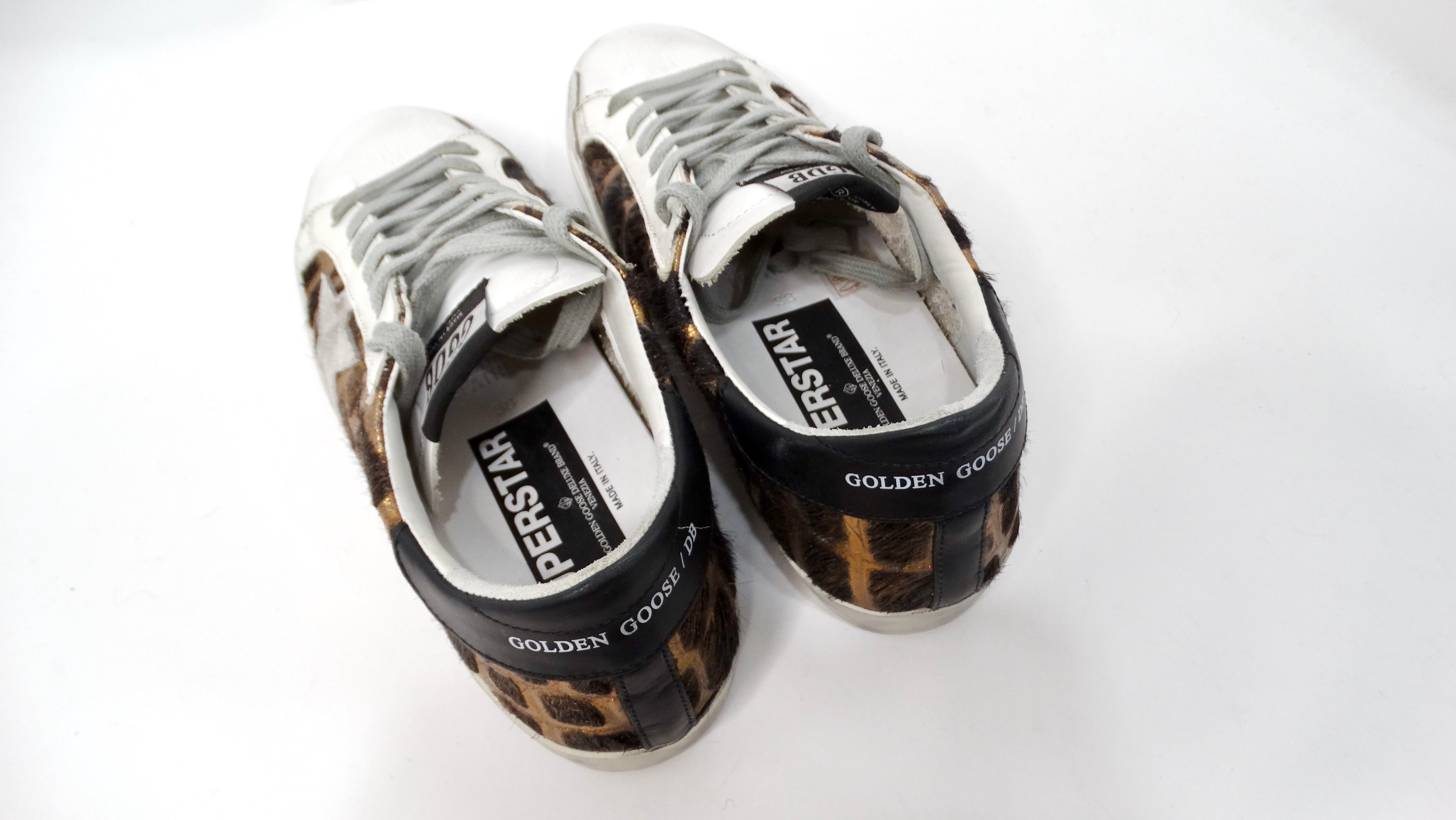 Golden Goose Metallic Leather Animal Print Sneakers For Sale 1