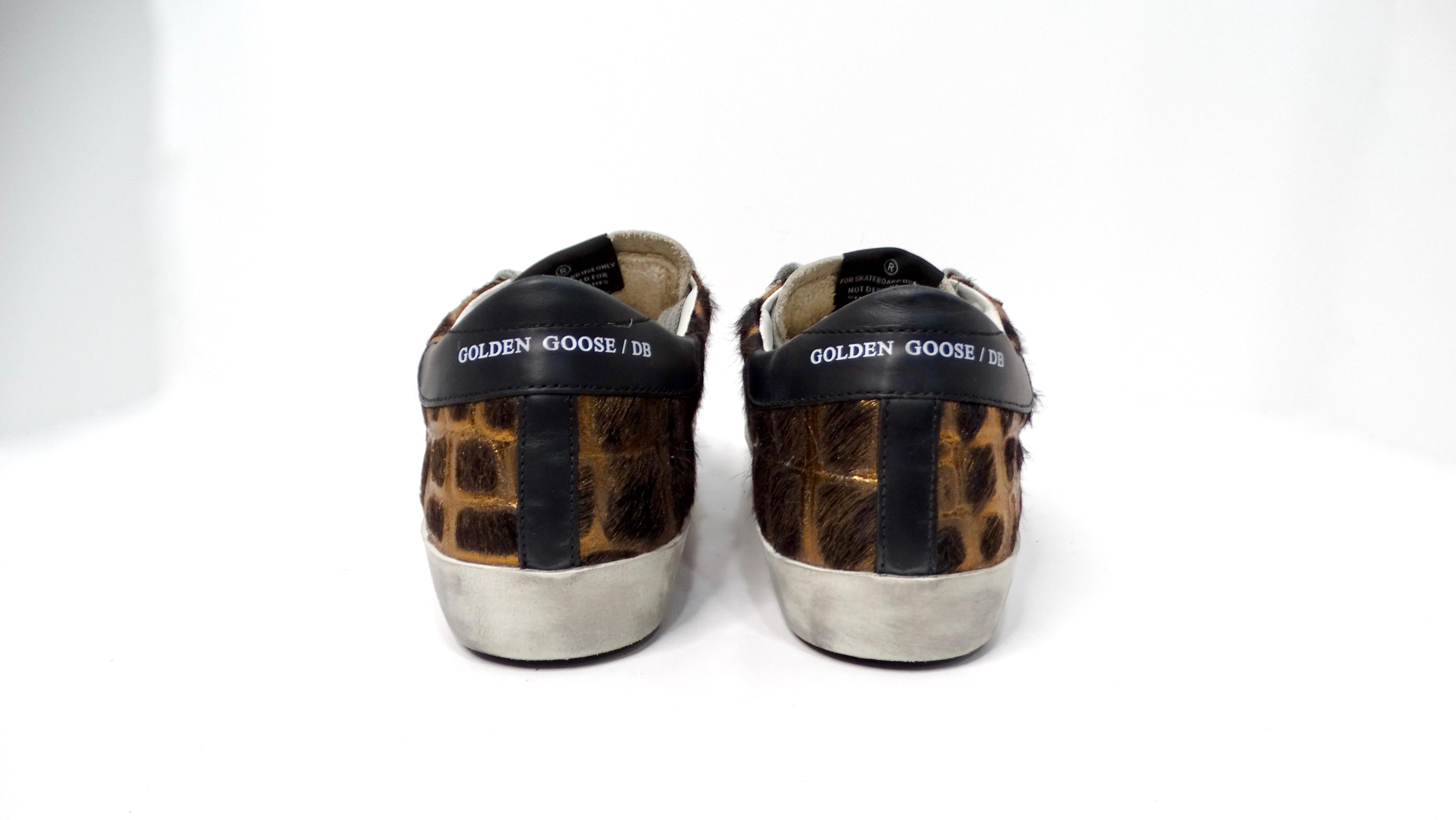 Golden Goose Metallic Leather Animal Print Sneakers For Sale 2