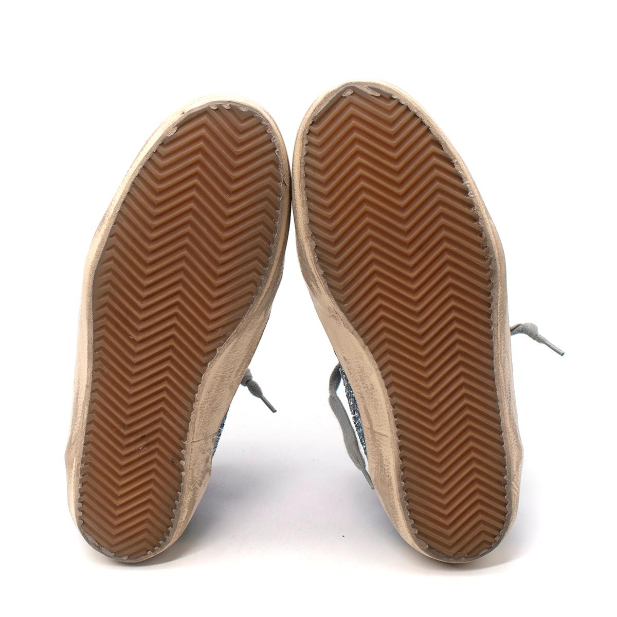  Baskets montantes Golden Goose Mid Star en daim vert et paillettes argentées Pour femmes 