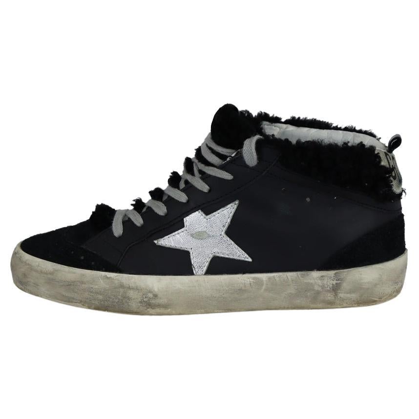 Golden Goose Midstar EU 37 Black Leather and Suede Fur-Lined Sneakers