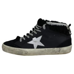 Used Golden Goose Midstar EU 37 Black Leather and Suede Fur-Lined Sneakers