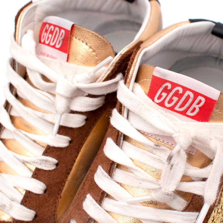 Golden Goose MidStar Gold Glitter Star Sneakers - US 5.5 In Excellent Condition For Sale In London, GB