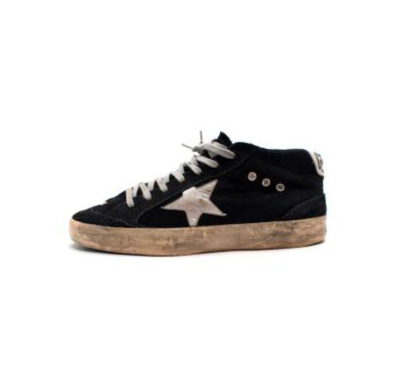 Women's or Men's Golden Goose Navy Distressed Suede & Canvas High Top Trainers For Sale