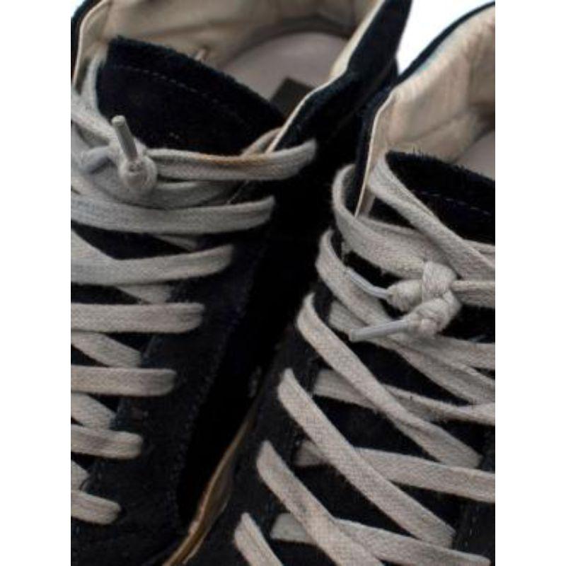 Golden Goose Navy Distressed Suede & Canvas High Top Trainers For Sale 2