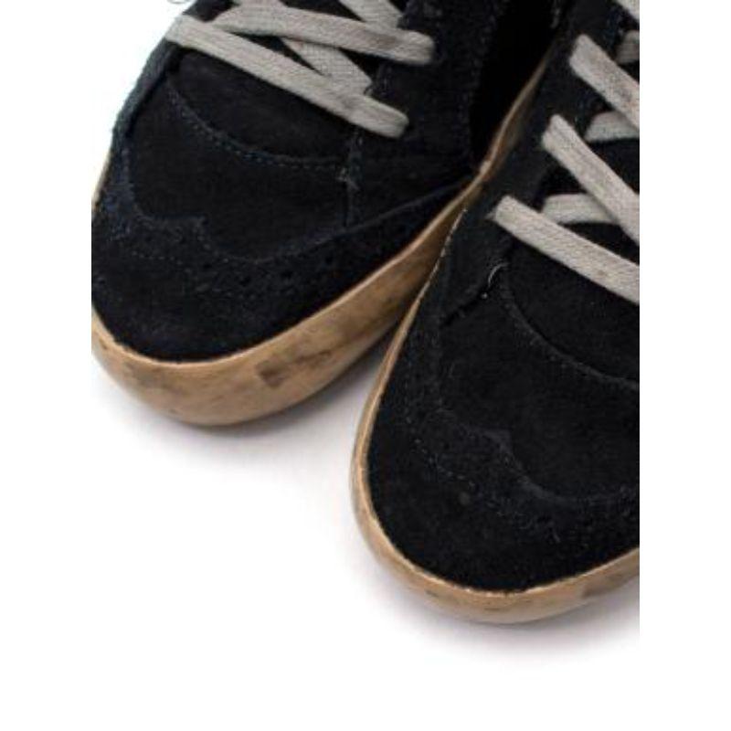 Golden Goose Navy Distressed Suede & Canvas High Top Trainers For Sale 3