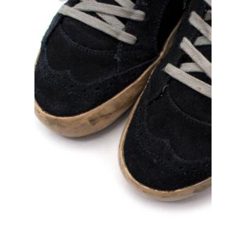 Golden Goose Navy Distressed Suede & Canvas High Top Trainers For Sale 4