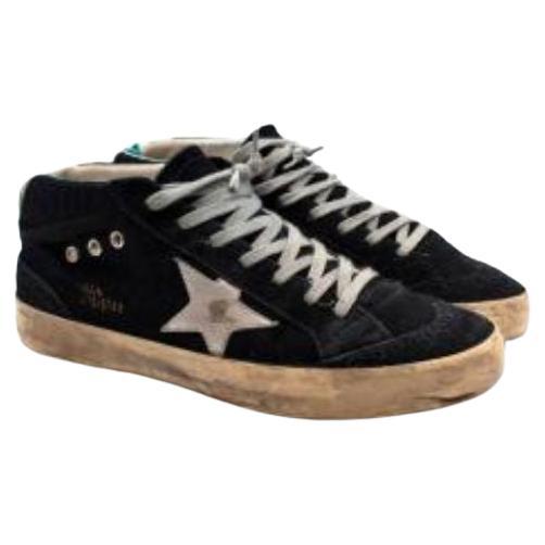 Golden Goose Navy Distressed Suede & Canvas High Top Trainers For Sale