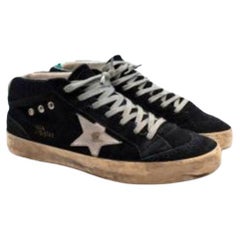 Golden Goose Navy Distressed Suede & Canvas High Top Trainers
