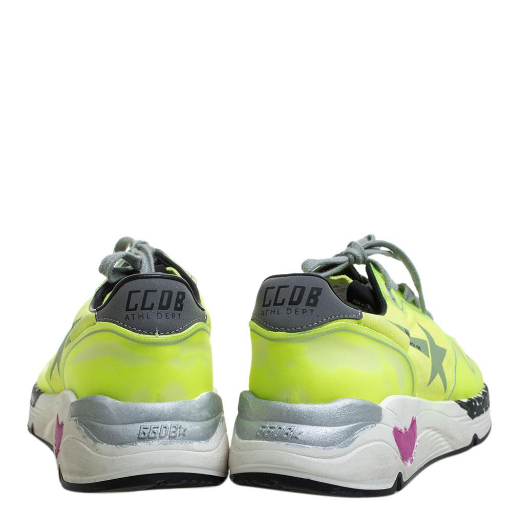 Golden Goose Neon Green PVC And Suede Leather Low Top Sneakers Size 38 In New Condition In Dubai, Al Qouz 2