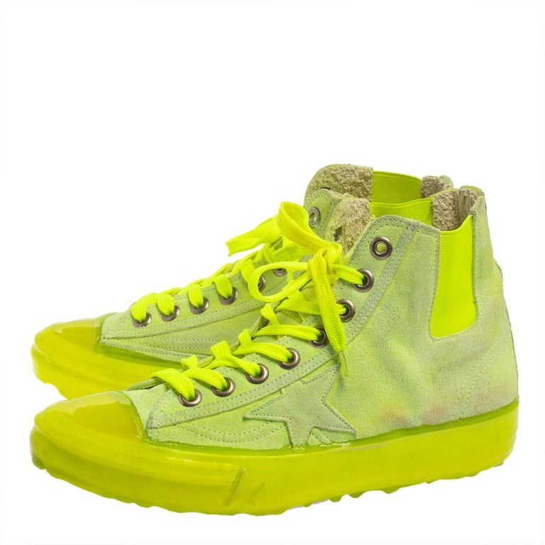 Golden Goose Neon Green V Star Dip High Top Trainers Size 39 For Sale at  1stDibs