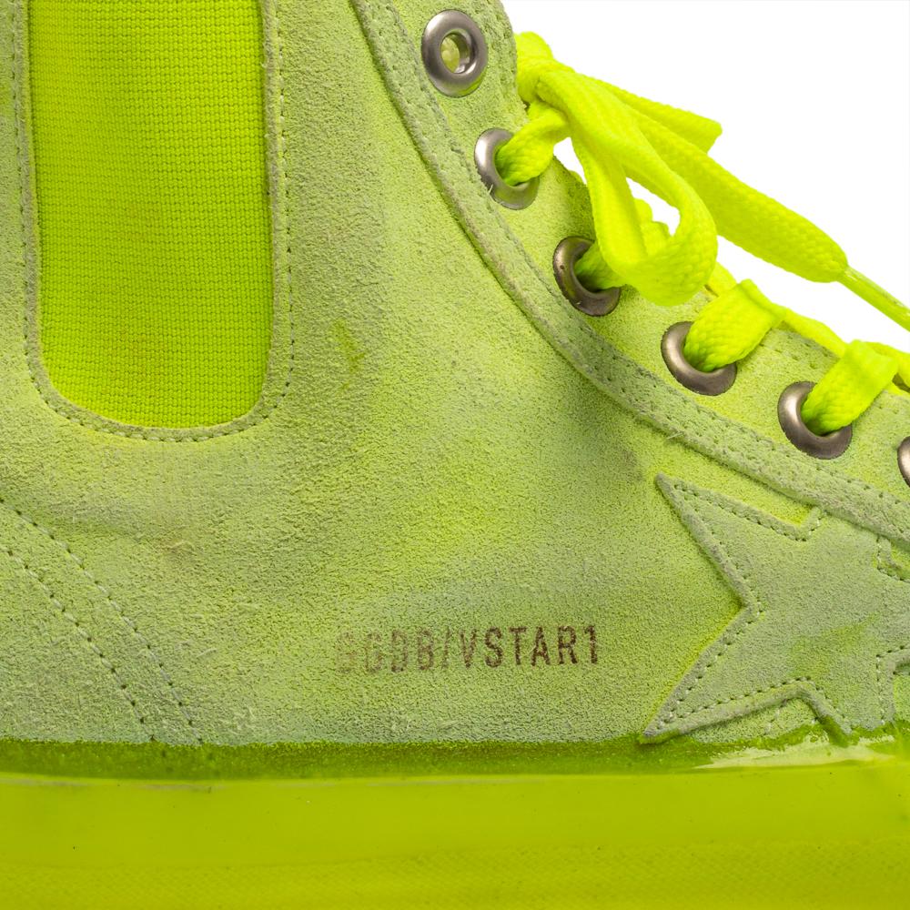 Golden Goose Neon Green V Star Dip High Top Sneakers Size 39 2