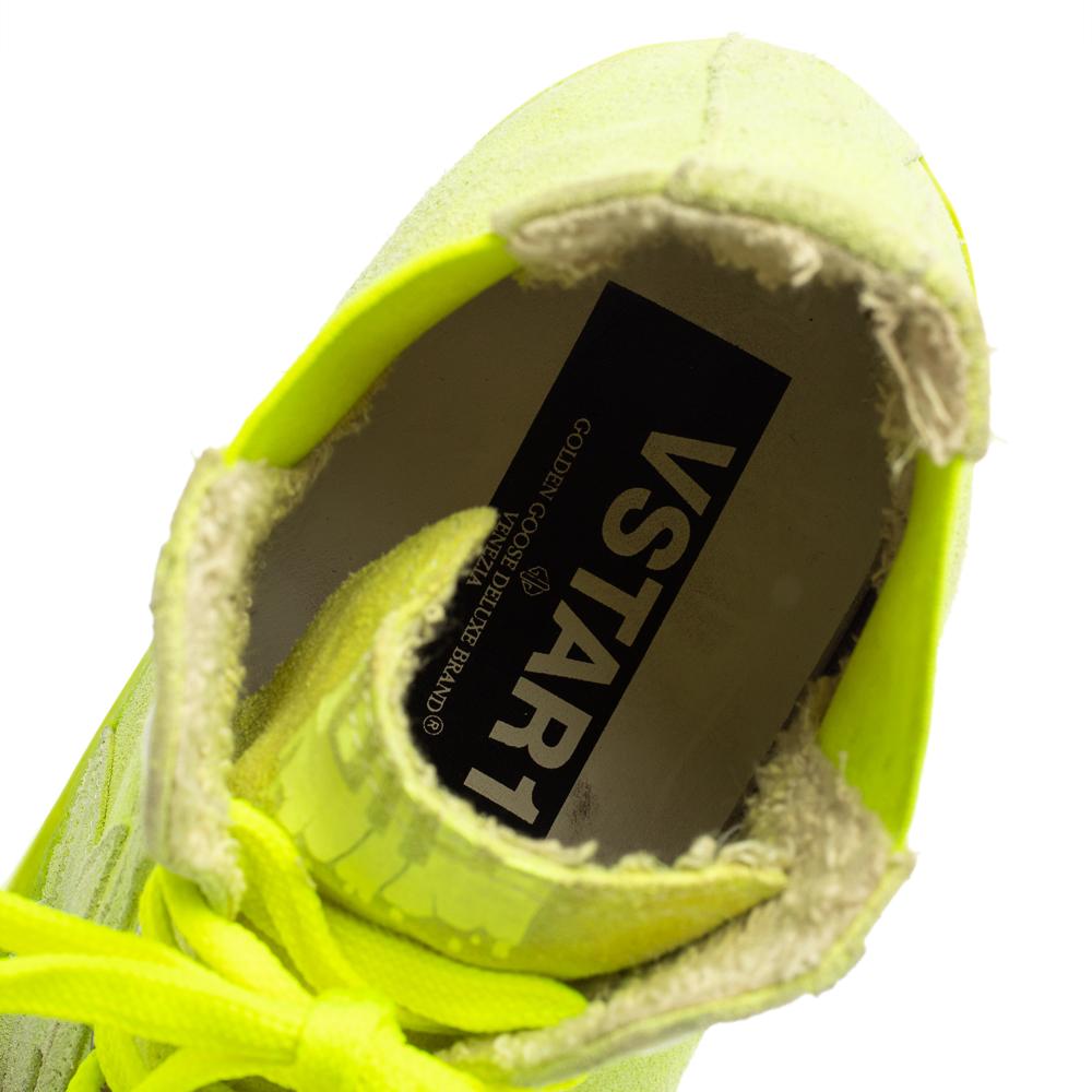 Golden Goose Neon Green V Star Dip High Top Sneakers Size 39 3