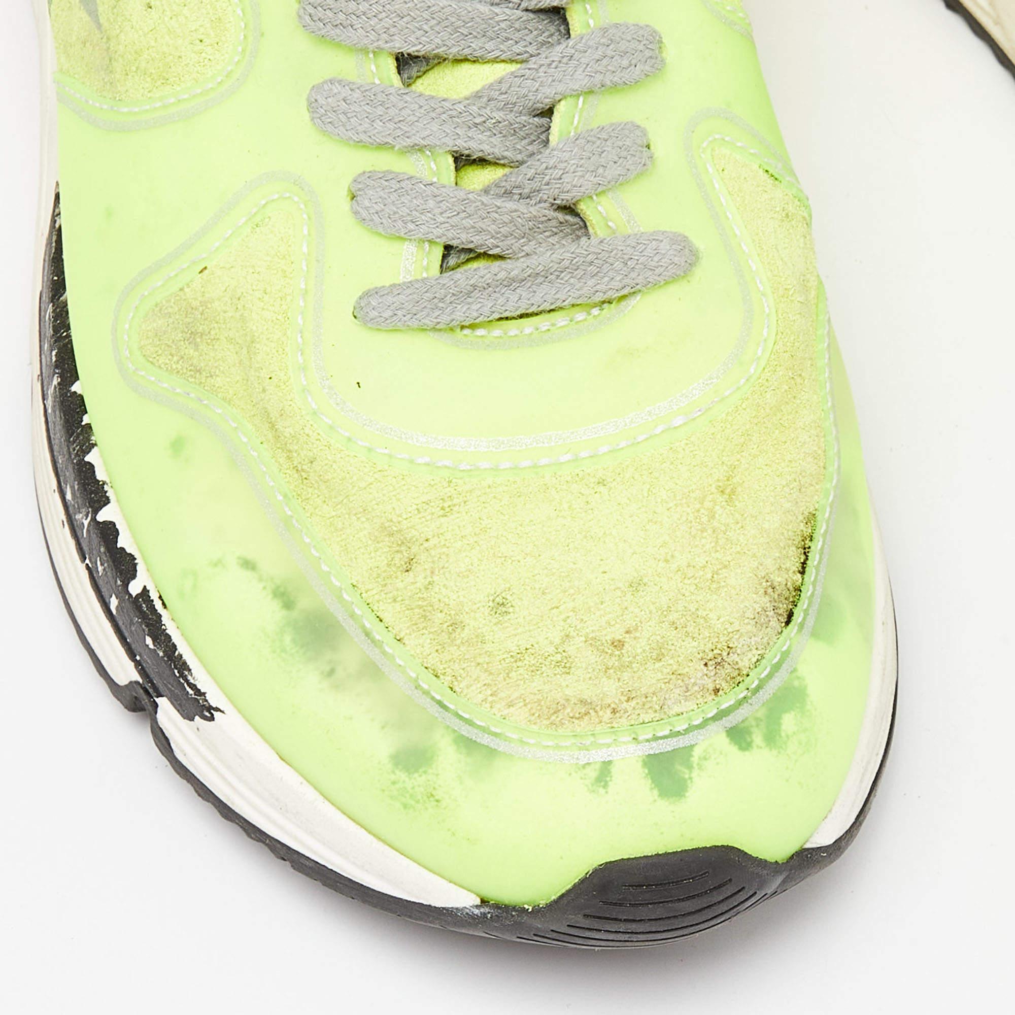 Golden Goose Neon Yellow PVC and Suede Running Sole Sneakers Size 39 3