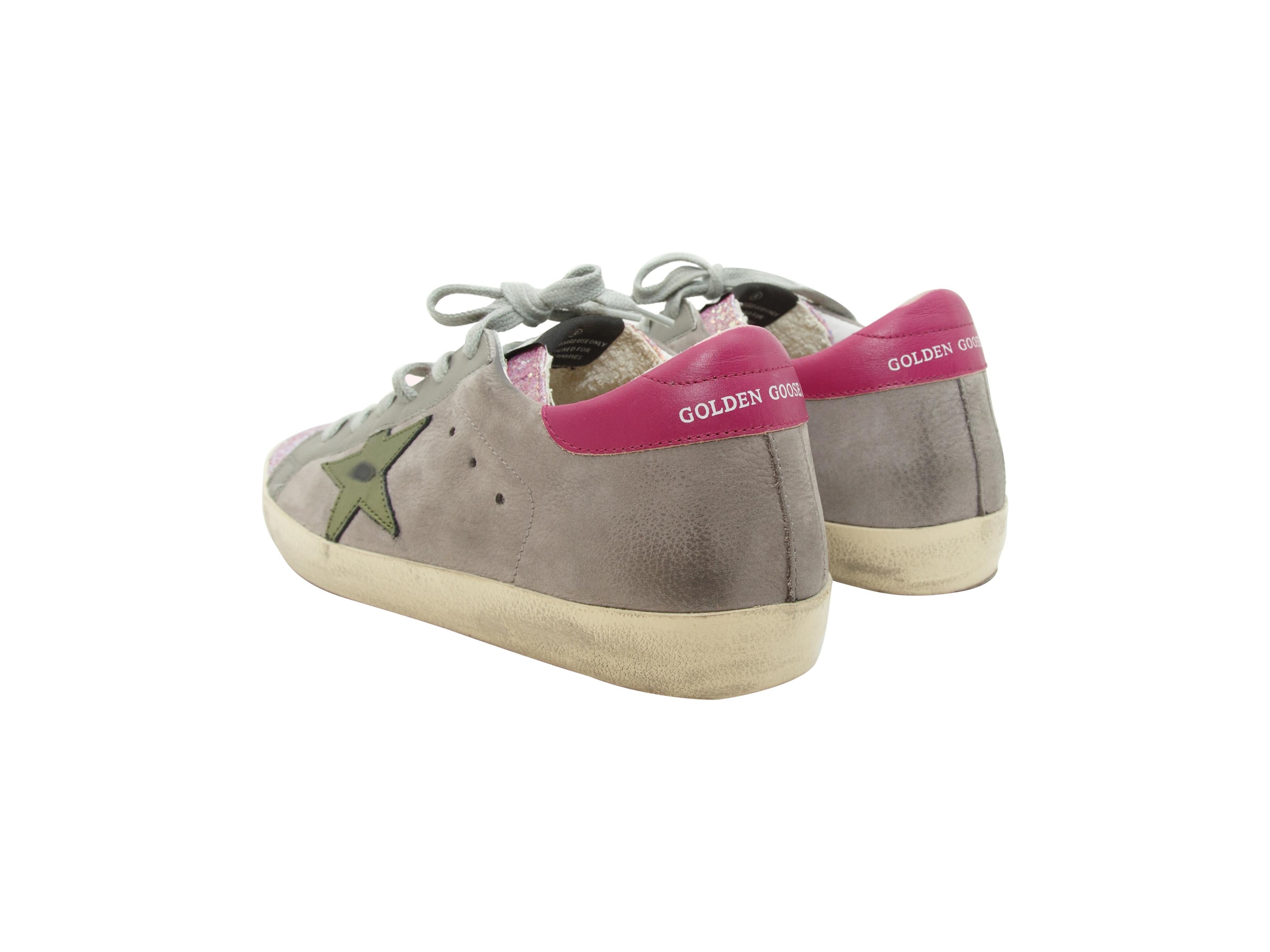 pink glitter golden goose sneakers