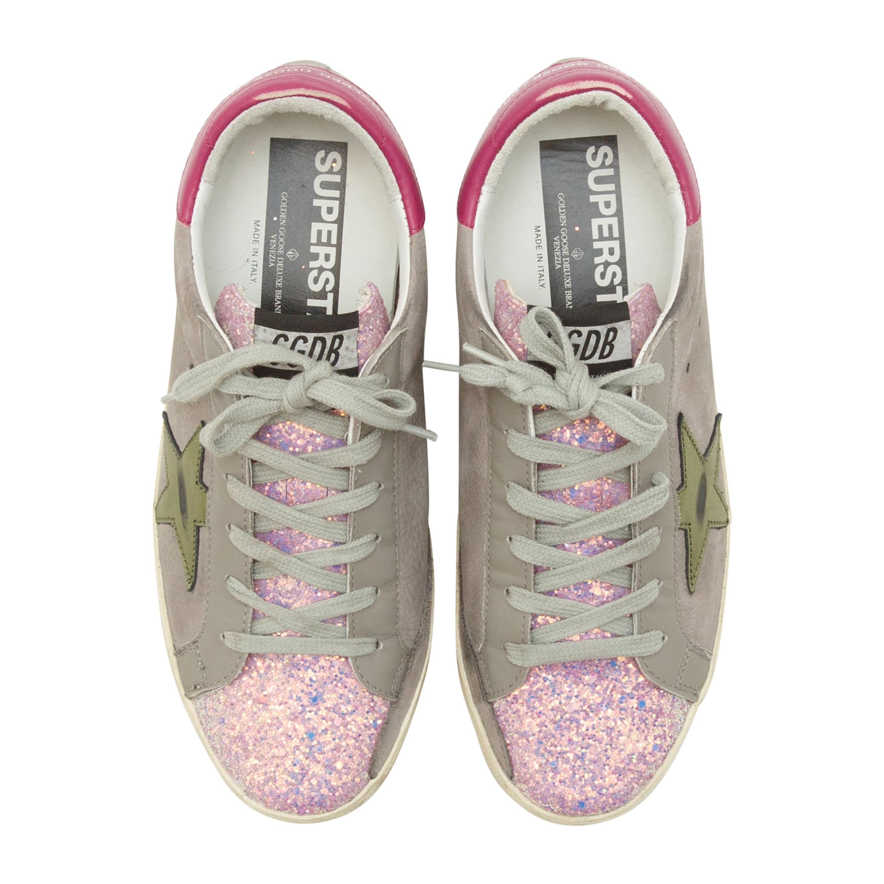 golden goose sneakers pink glitter