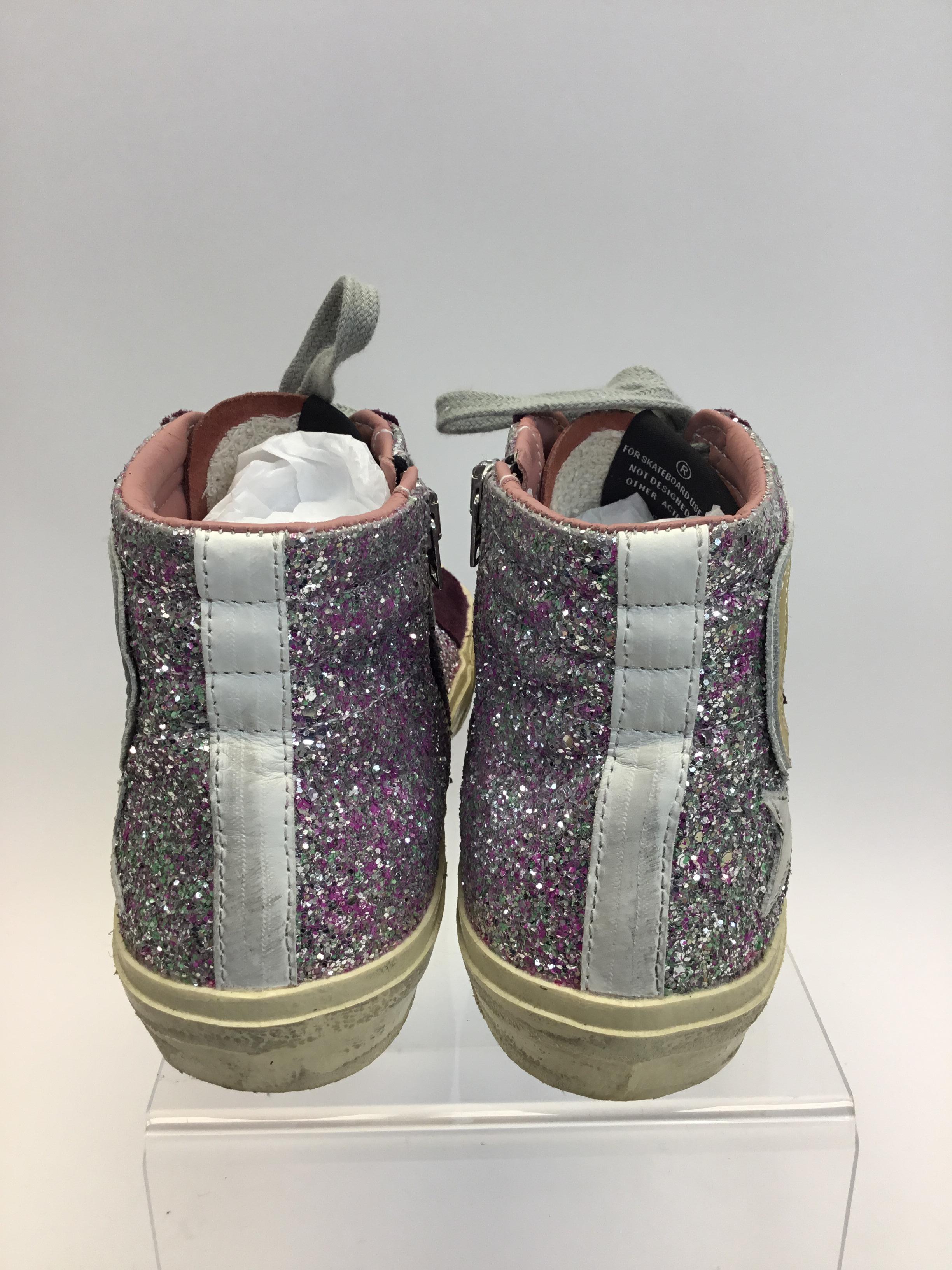Golden Goose Pink Sparkle High Top Sneaker In Good Condition In Narberth, PA