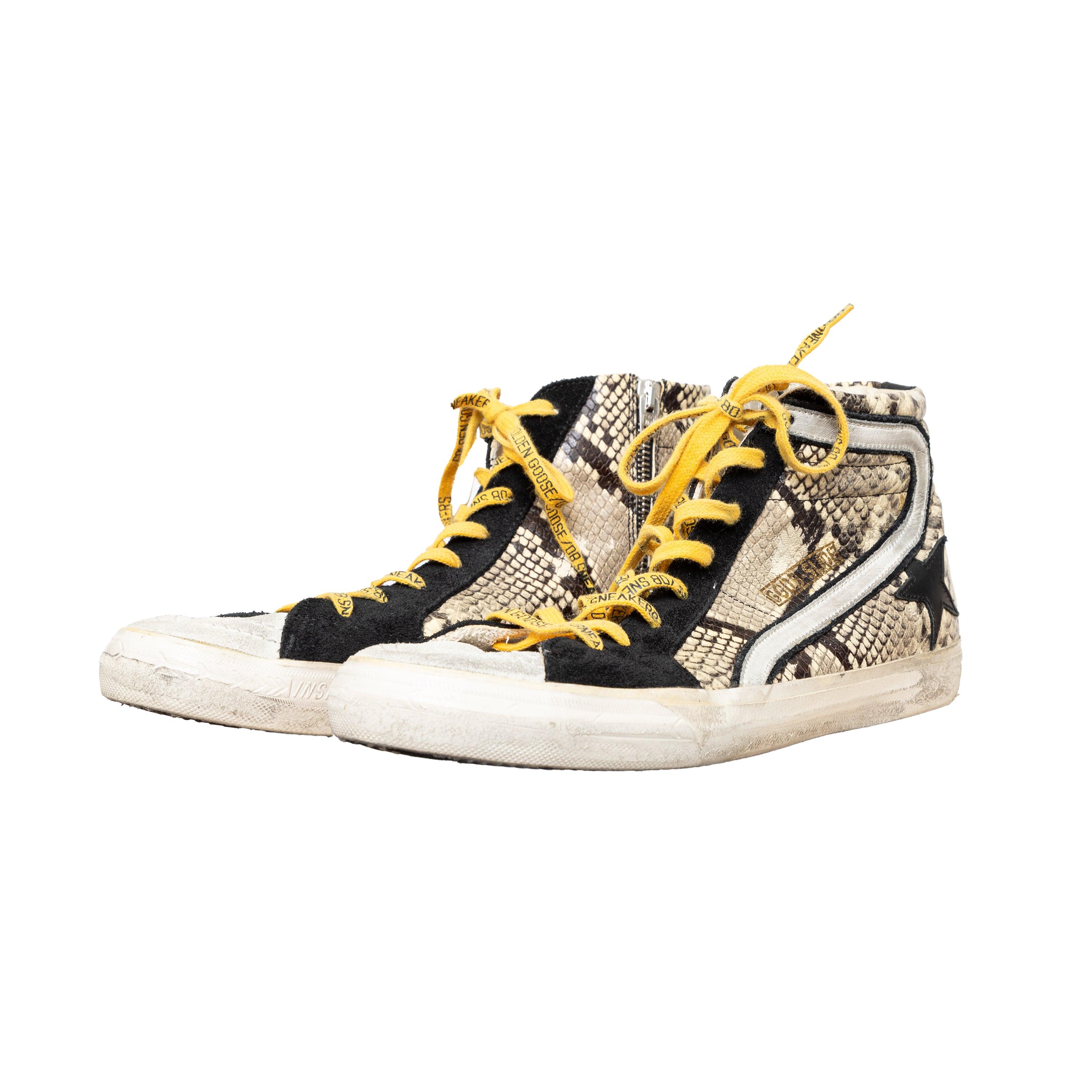 Beige Golden Goose Printed Snakeskin Sneakers - '10s For Sale