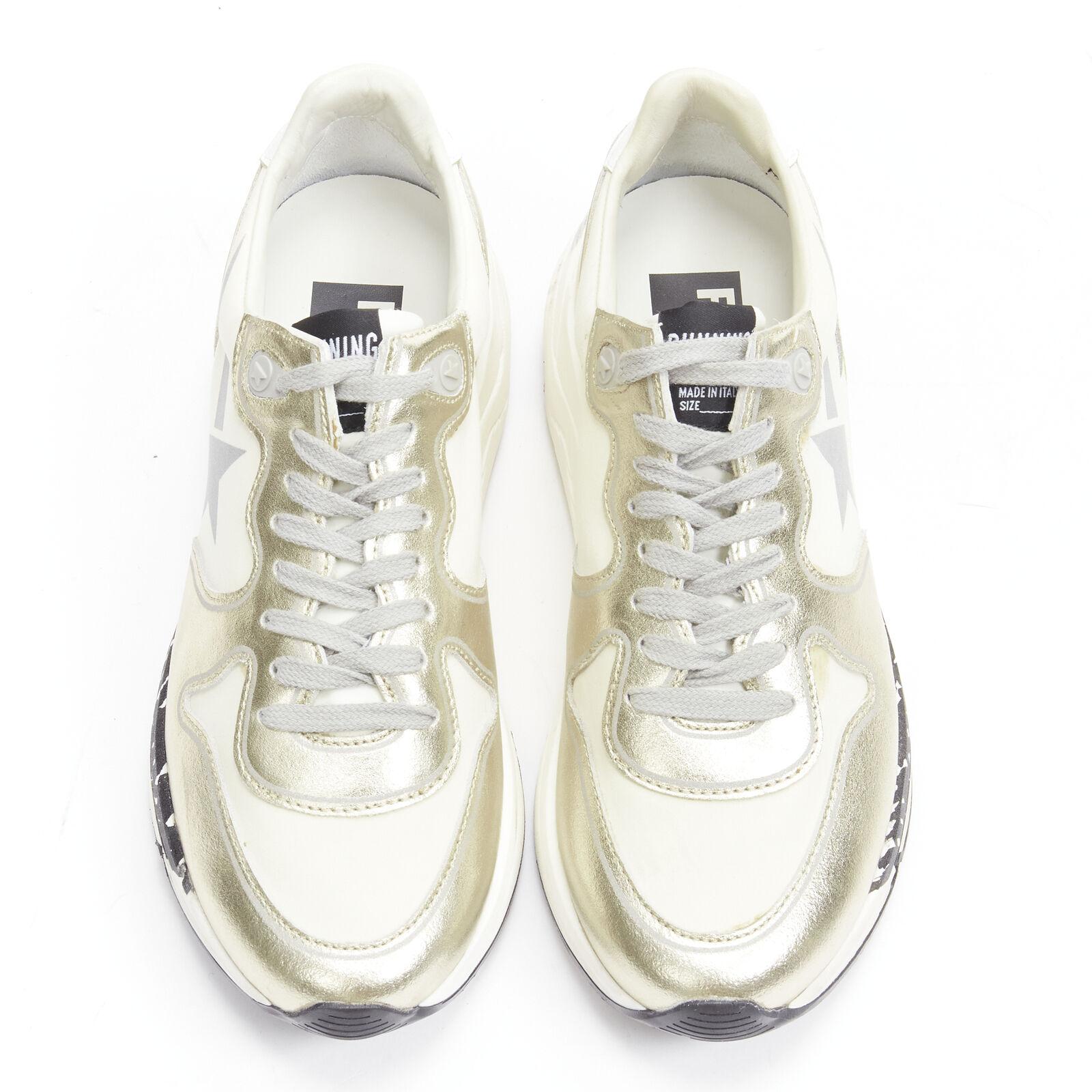 Gold GOLDEN GOOSE Private EDT Running chunky metallic gold distressed sneaker EU38 For Sale