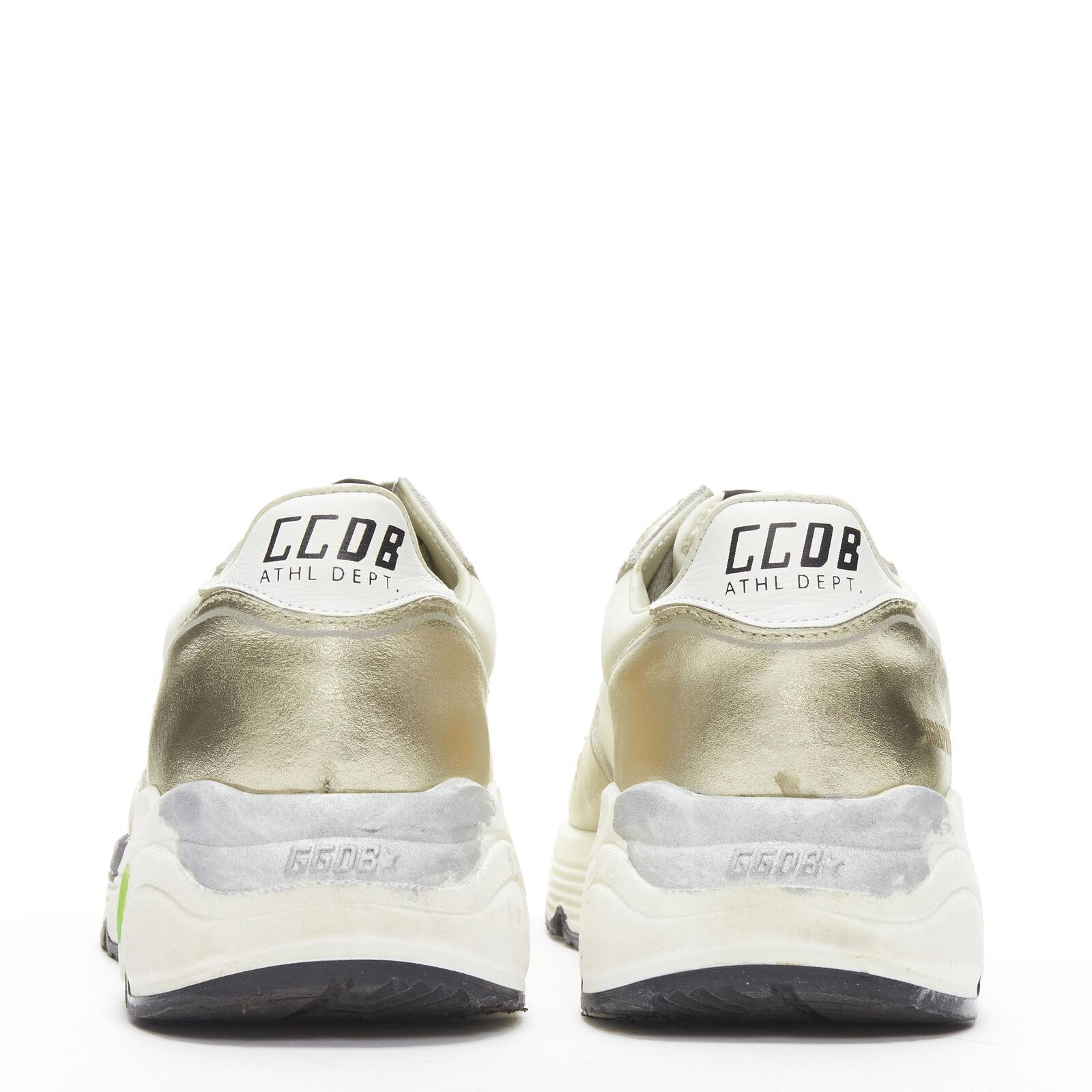 Women's GOLDEN GOOSE Private EDT Running chunky metallic gold distressed sneaker EU38 For Sale