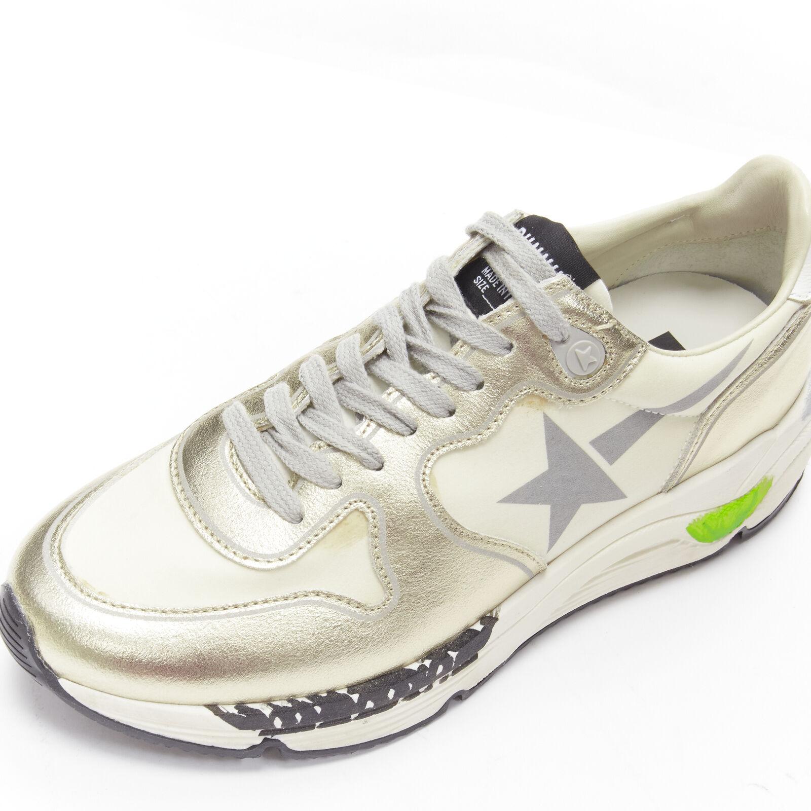 GOLDEN GOOSE Private EDT Running chunky metallic gold distressed sneaker EU38 For Sale 2