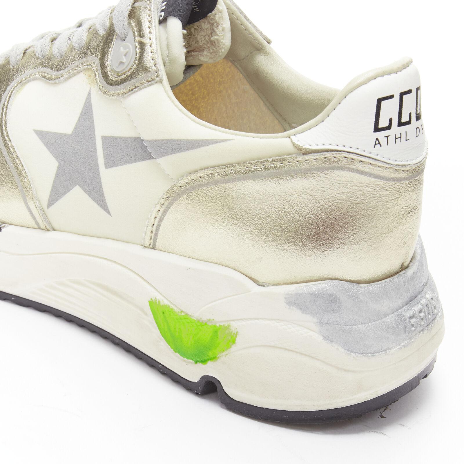GOLDEN GOOSE Private EDT Running chunky metallic gold distressed sneaker EU38 For Sale 3