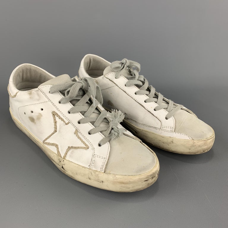 GOLDEN GOOSE Private SHoes Sport Size 10 White Leather Distressed ...