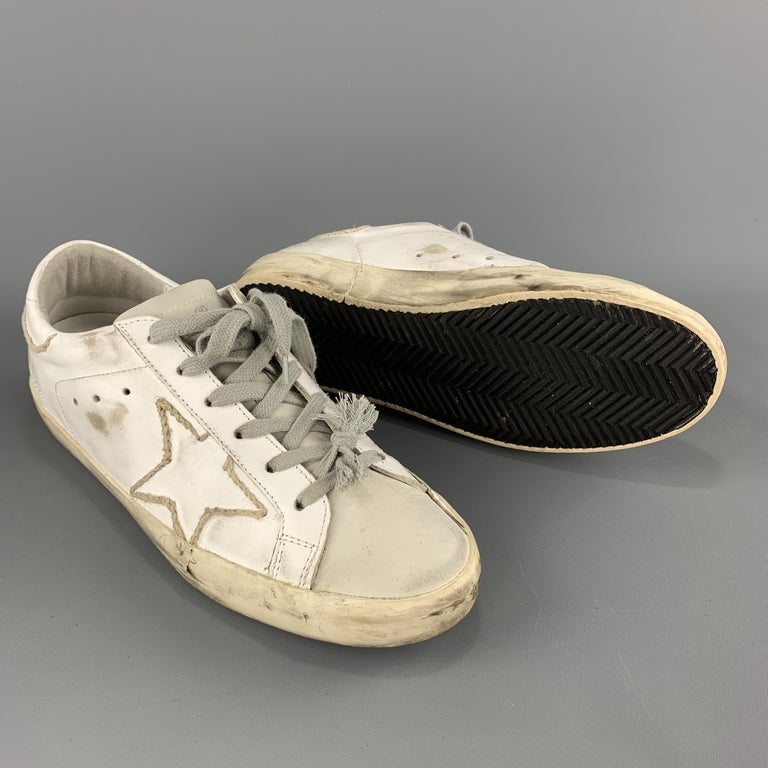 GOLDEN GOOSE Private SHoes Sport Size 10 White Leather Distressed SUPERSTAR  Snea at 1stDibs