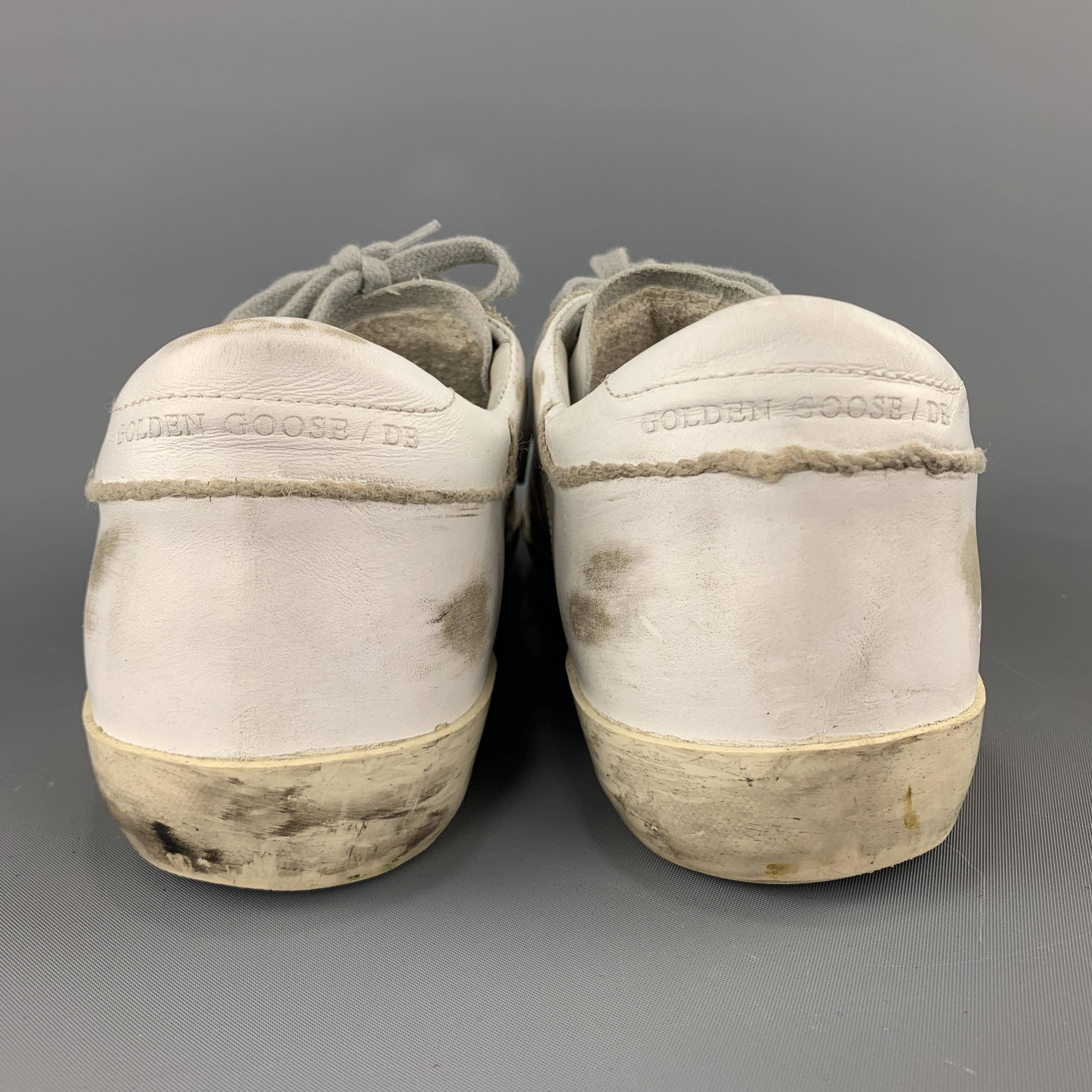 GOLDEN GOOSE Private SHoes Sport Size 10 White Leather Distressed SUPERSTAR Snea In Excellent Condition In San Francisco, CA