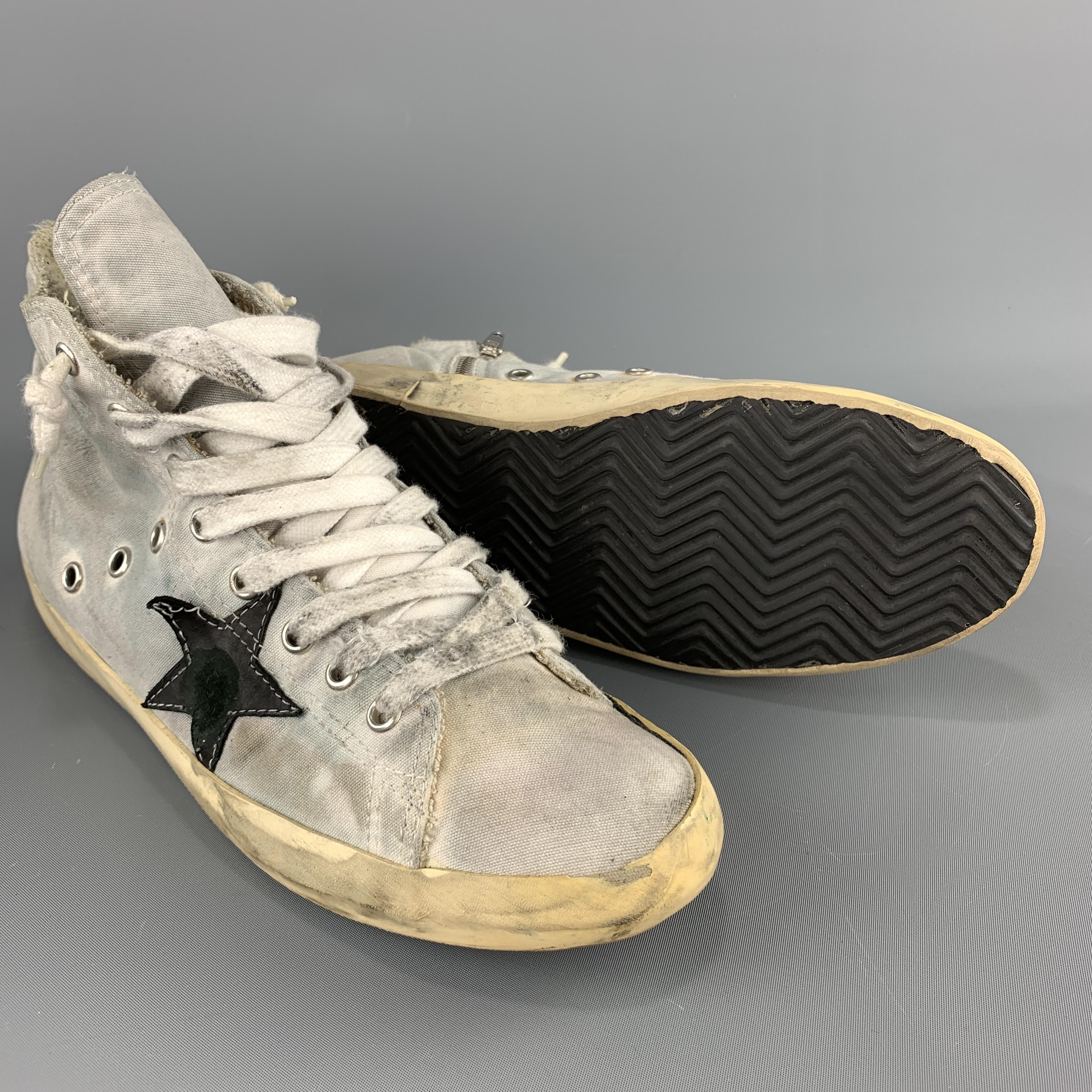 Beige GOLDEN GOOSE 'Private Shos Sport' Collection Size 10 Gray Canvas Distressed Snea