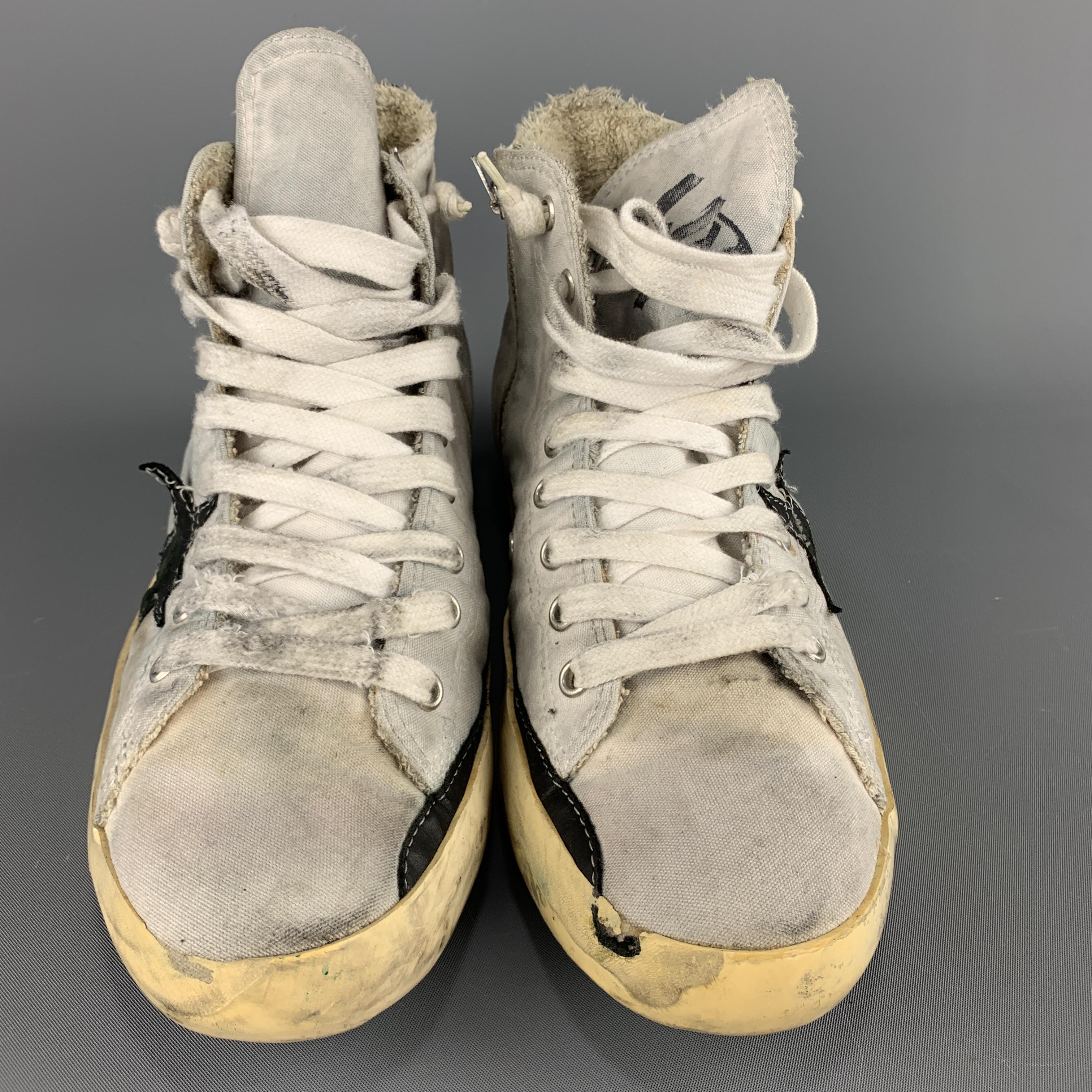 GOLDEN GOOSE 'Private Shos Sport' Collection Size 10 Gray Canvas Distressed Snea In Excellent Condition In San Francisco, CA