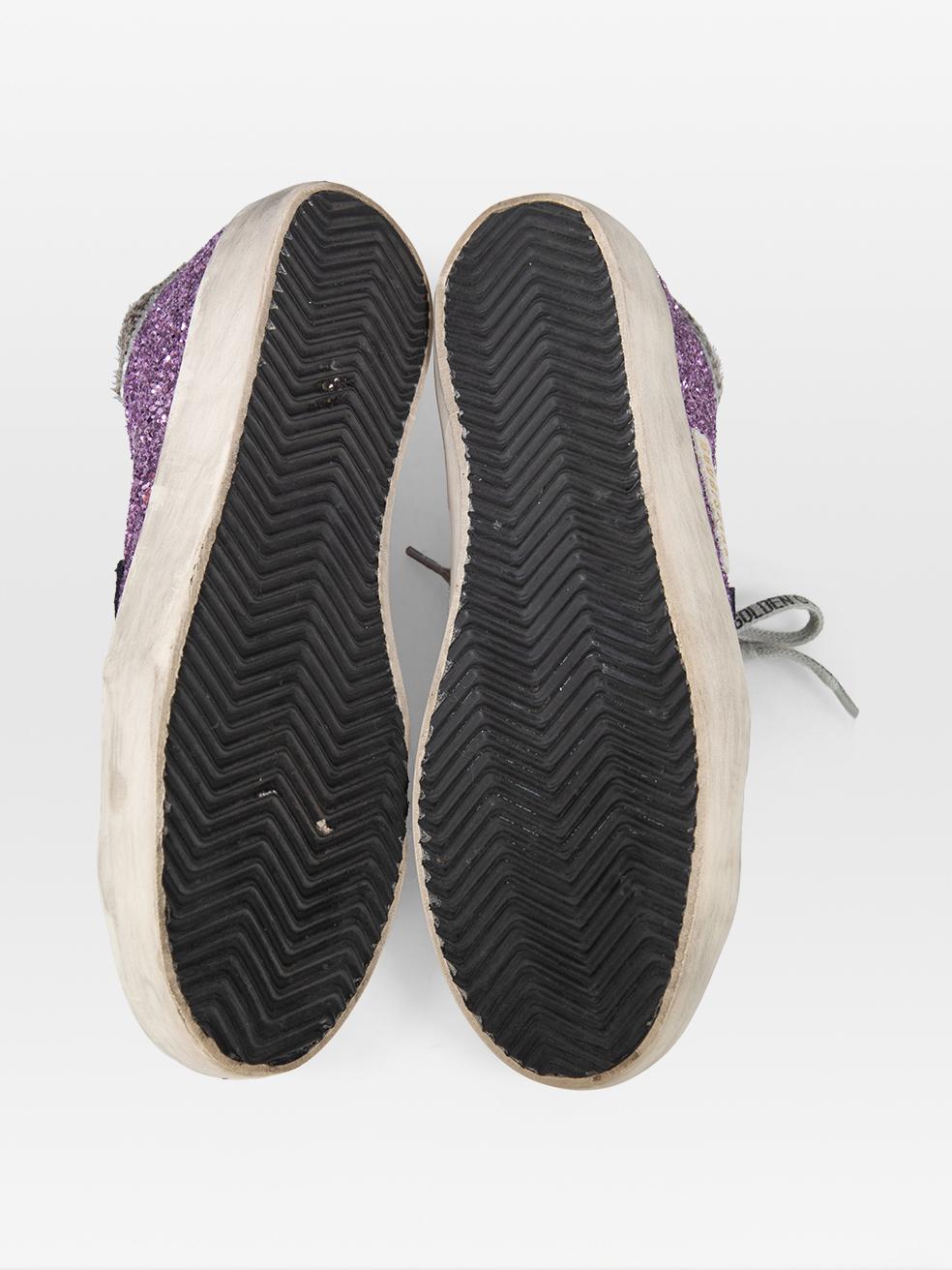 Golden Goose Lila Glitter Superstar Turnschuhe Größe IT 37 im Zustand „Hervorragend“ im Angebot in London, GB