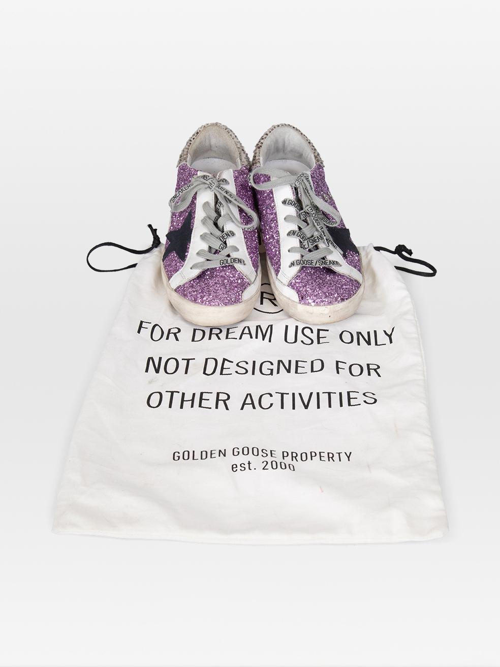 Golden Goose Lila Glitter Superstar Turnschuhe Größe IT 37 im Angebot 3