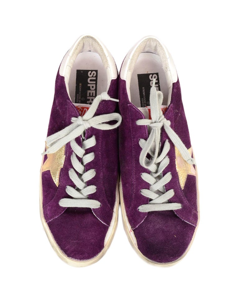 Golden Goose Purple/Gold Suede LowTop Superstar Sneakers Sz 40 For Sale at 1stDibs purple
