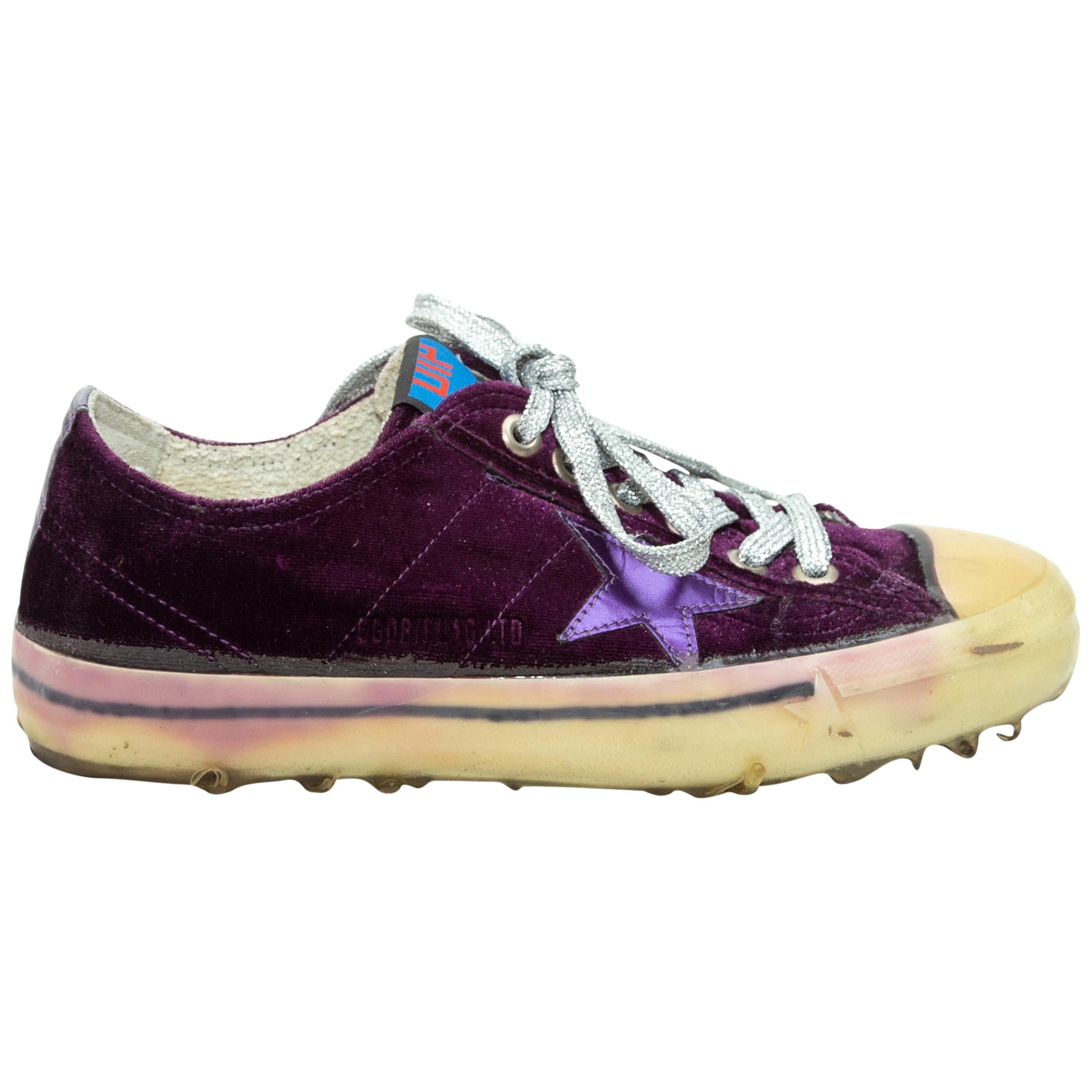 purple velvet sneakers