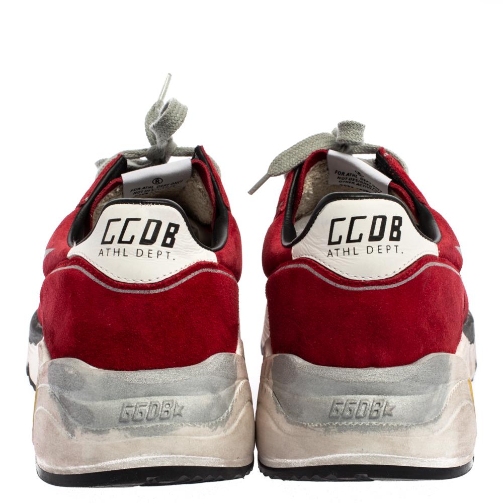 Golden Goose Red Suede Leather Chunky Low Top Sneakers Size 40 In New Condition In Dubai, Al Qouz 2