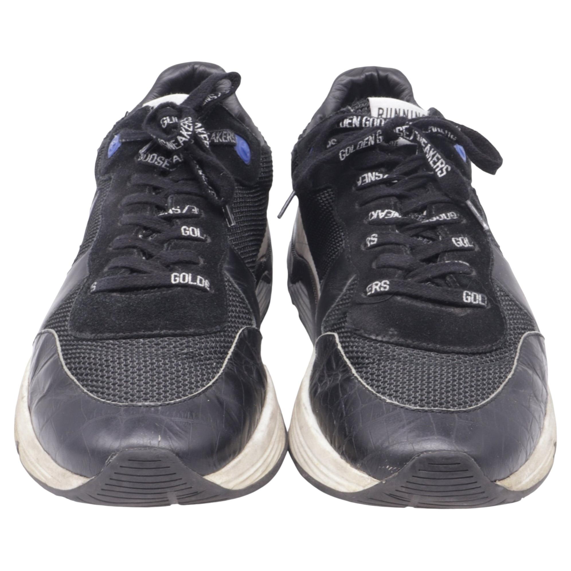 „Golden Goose“ Running Sole Low-Top-Sneaker aus schwarzem Leder