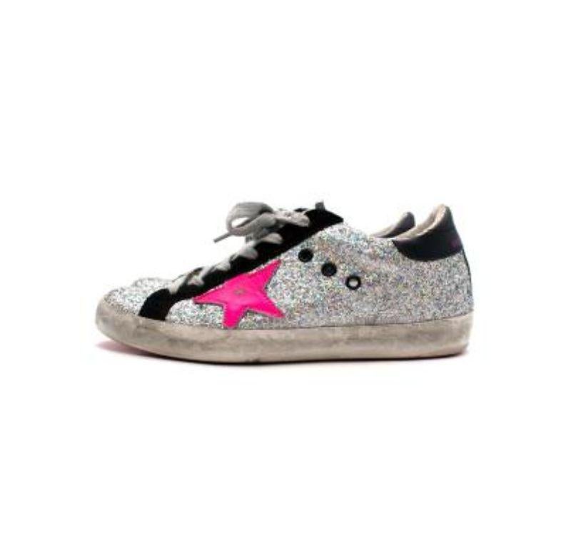 golden goose pink star silver glitter