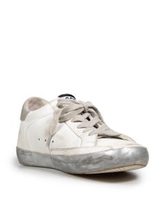 Golden Goose Silver Leather Superstar Trainers Size IT 37
